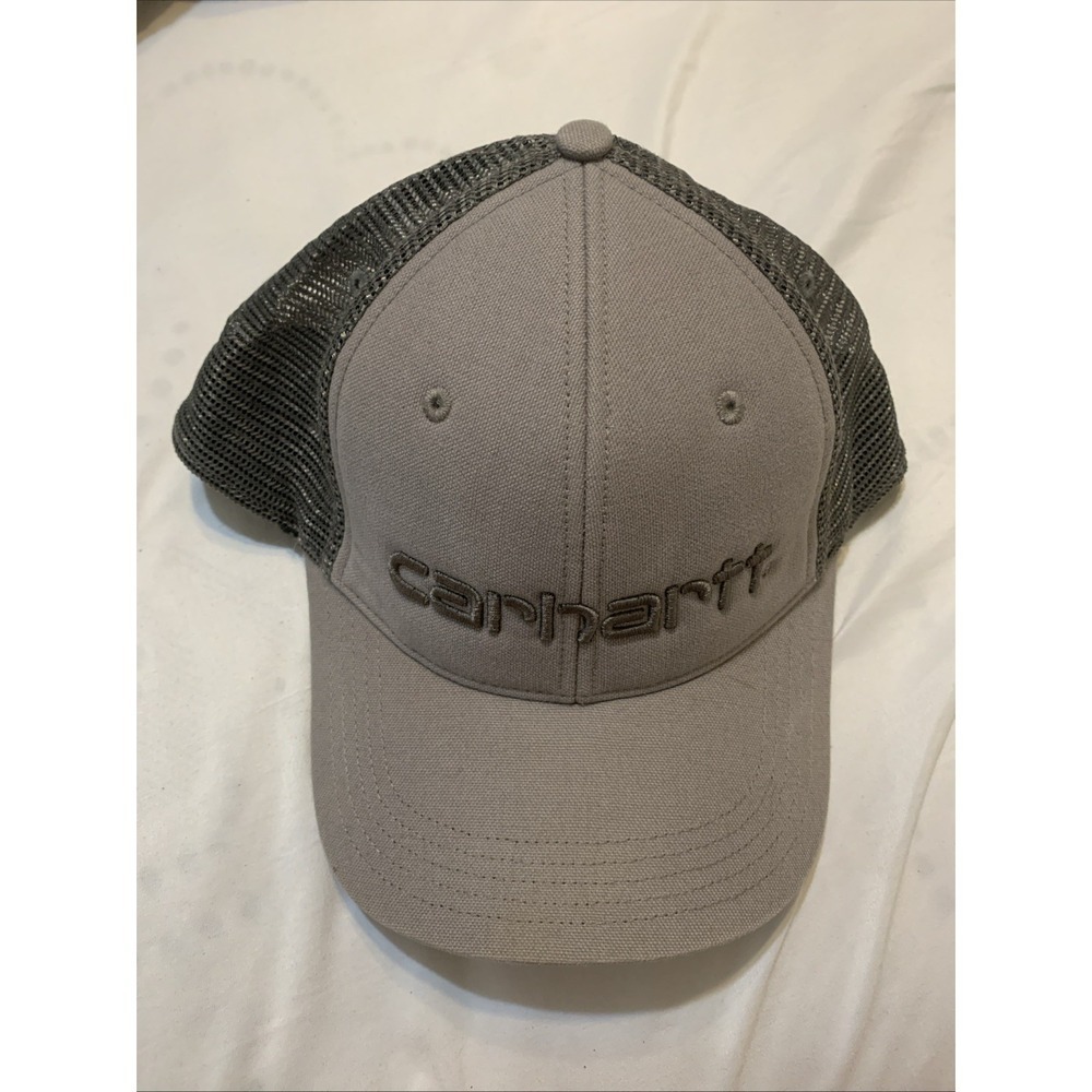Carhartt Snapback Trucker Hat Cap Gray Adjustable Mesh Spellout Classic Grunge
